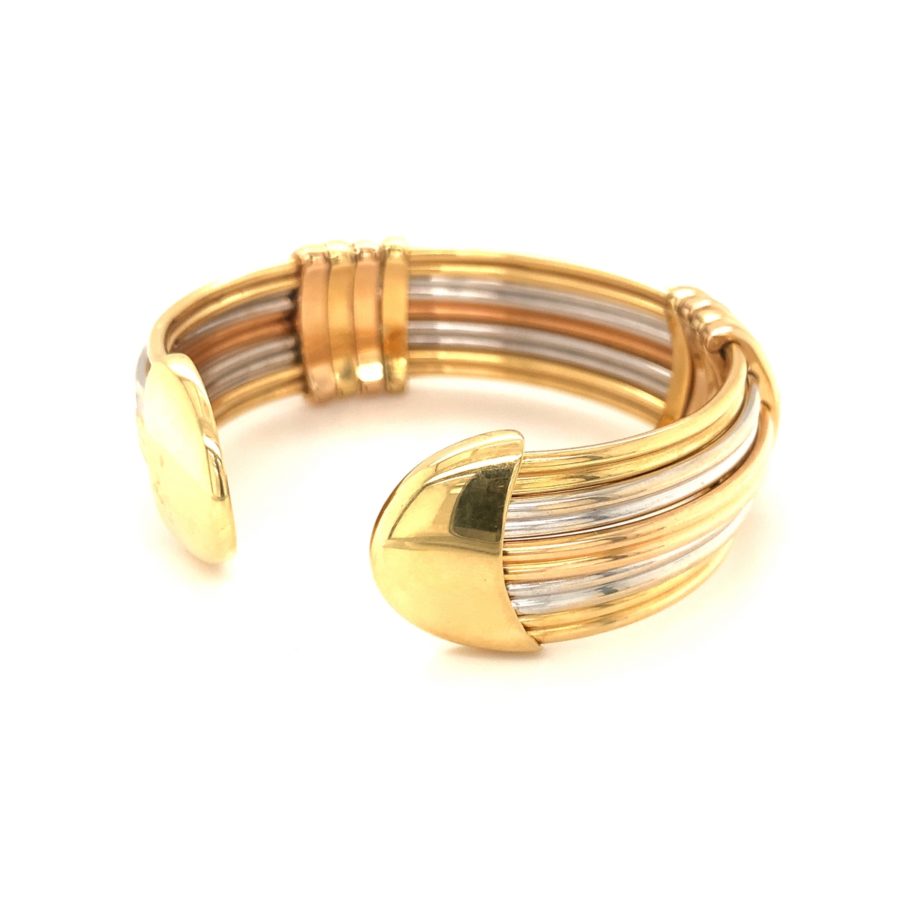 18K-TRI GOLD CUFF BRACELET BY "LUIS GILL" from Recoleta Estate Jewelry