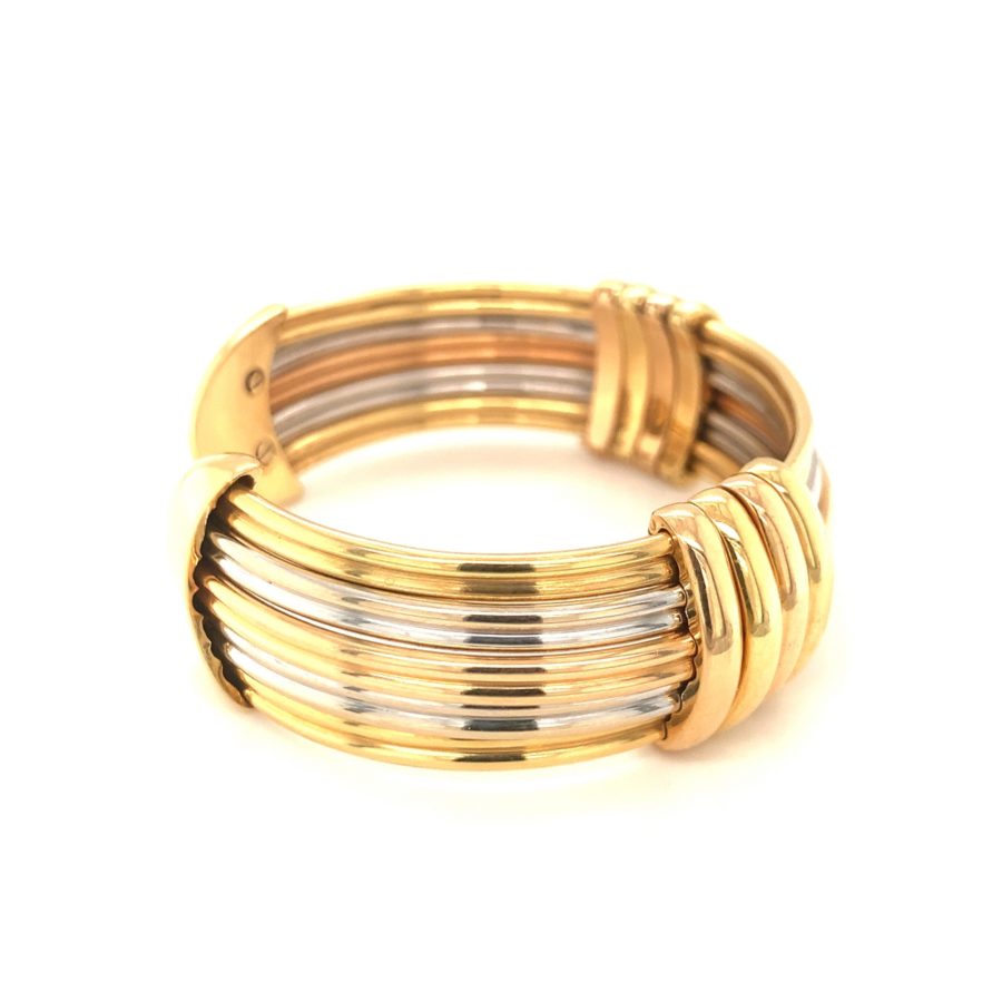 18K-TRI GOLD CUFF BRACELET BY "LUIS GILL" from Recoleta Estate Jewelry