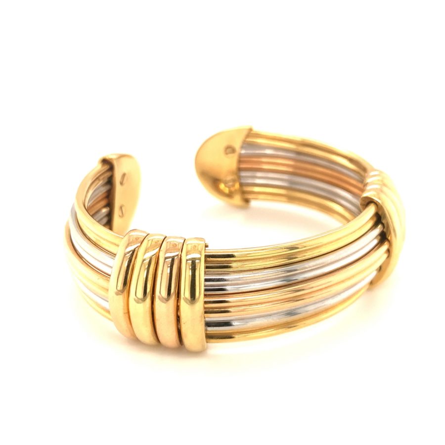 18K-TRI GOLD CUFF BRACELET BY "LUIS GILL" from Recoleta Estate Jewelry