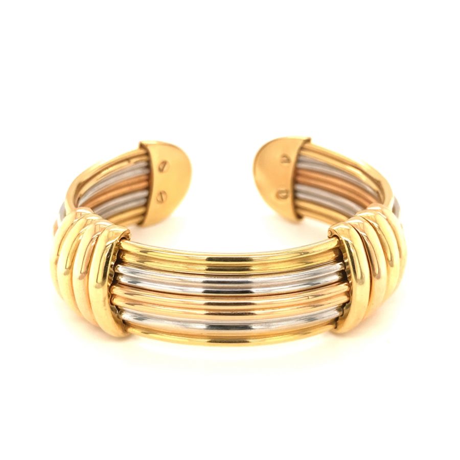 18K-TRI GOLD CUFF BRACELET BY "LUIS GILL" from Recoleta Estate Jewelry