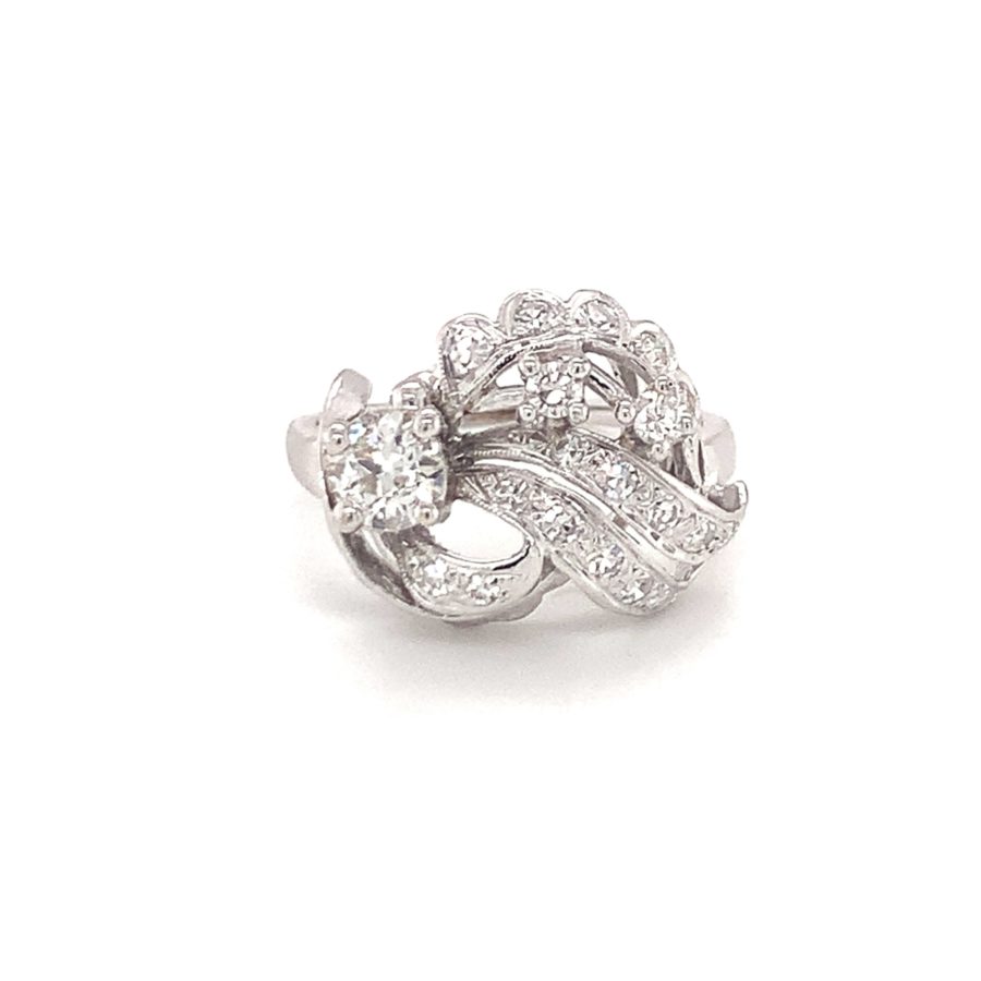 14K White Gold Diamond Cluster Ring from Recoleta Estate Jewelry