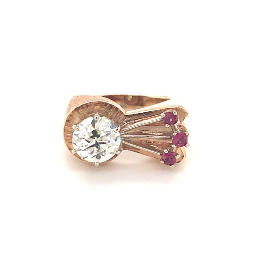 14K-RG DIAMOND AND RUBY RING from Recoleta Estate Jewelry