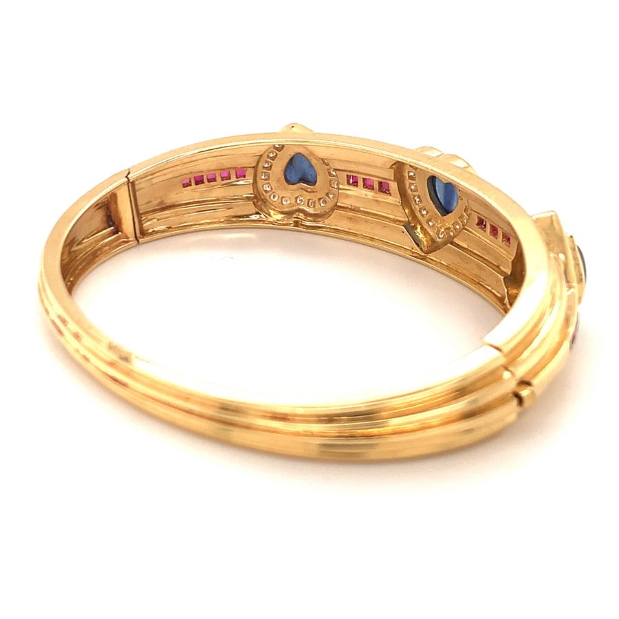 18K Yellow Gold, Sapphire, Diamond, and Ruby Bracelet from Recoleta Estate Jewelry