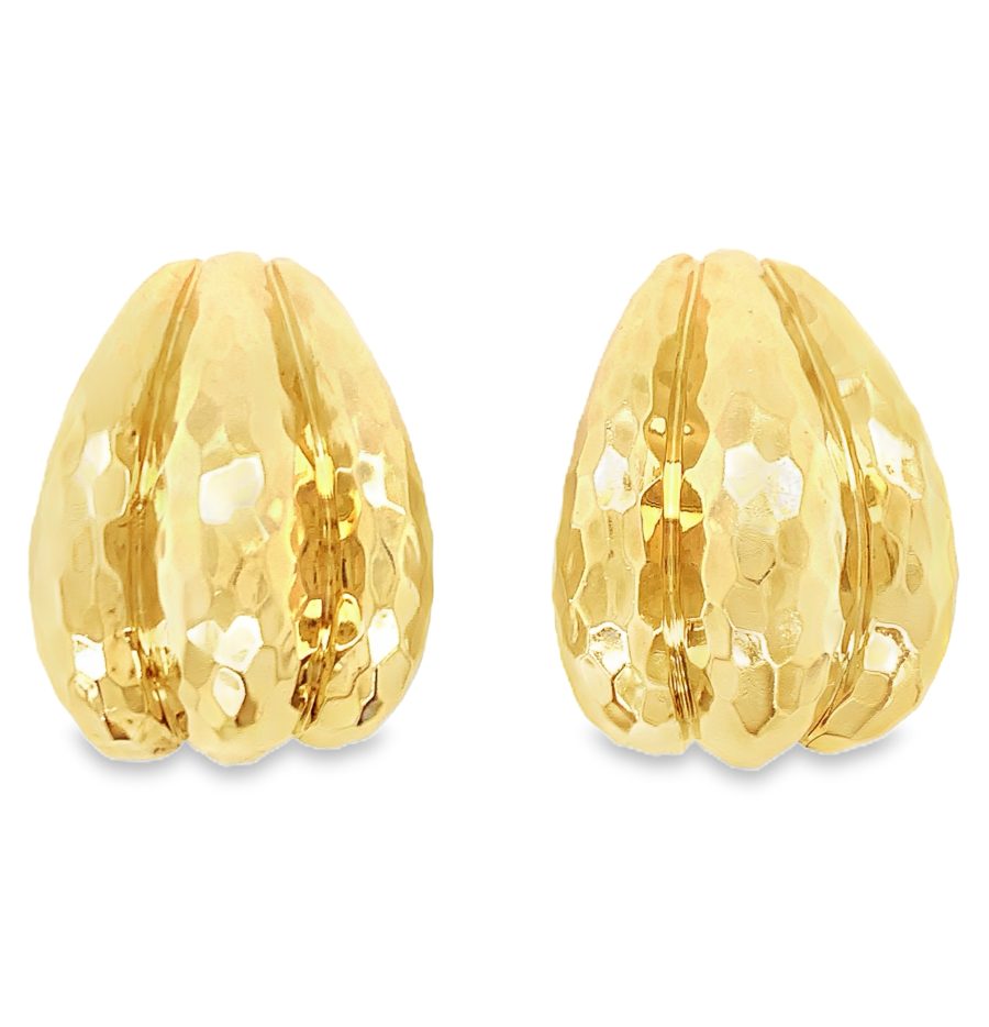 HAMMERED GOLD EARCLIPS BY HENRY DUNAY