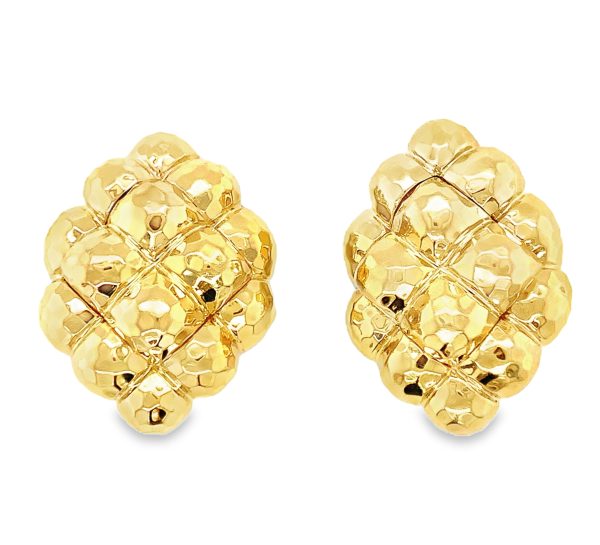 HAMMERED YELLOW GOLD EARCLIPS BY HENRY DUNAY