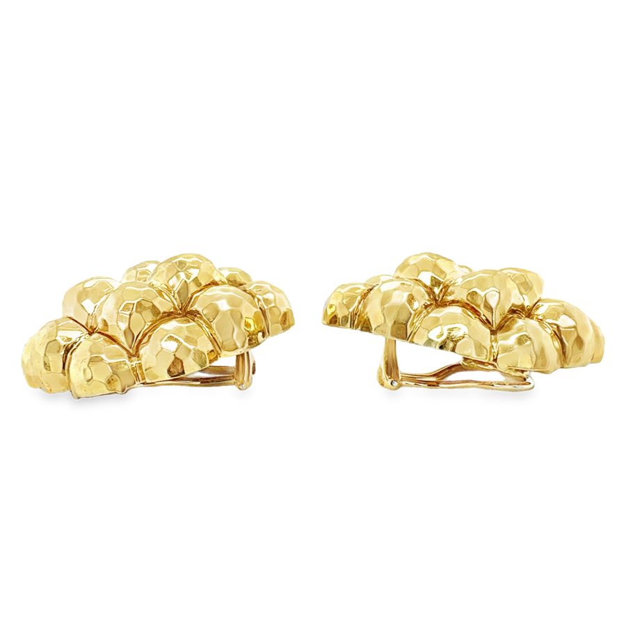 HAMMERED YELLOW GOLD EARCLIPS BY HENRY DUNAY - Image 2