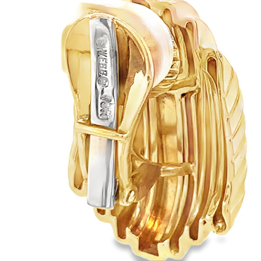 FAN MOTIF YELLOW GOLD EARCLIPS BY DAVID WEBB - Image 2