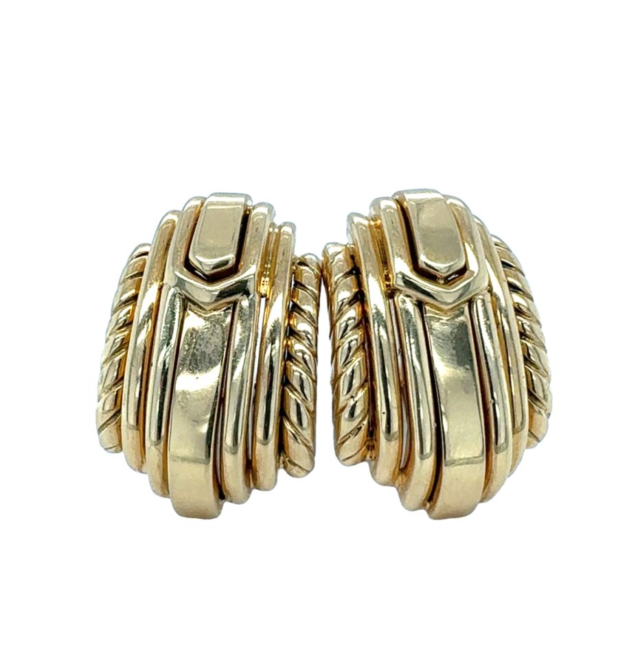FAN MOTIF YELLOW GOLD EARCLIPS BY DAVID WEBB