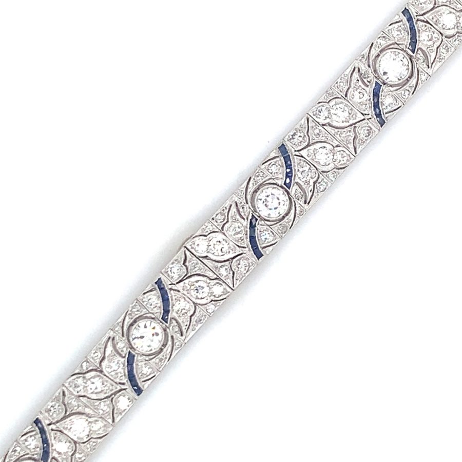 Art Deco, Platinum Diamond and Sapphire Bracelet