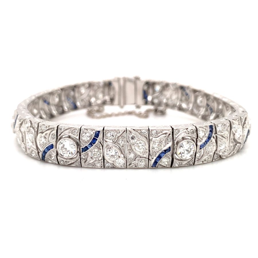 Art Deco, Platinum Diamond and Sapphire Bracelet