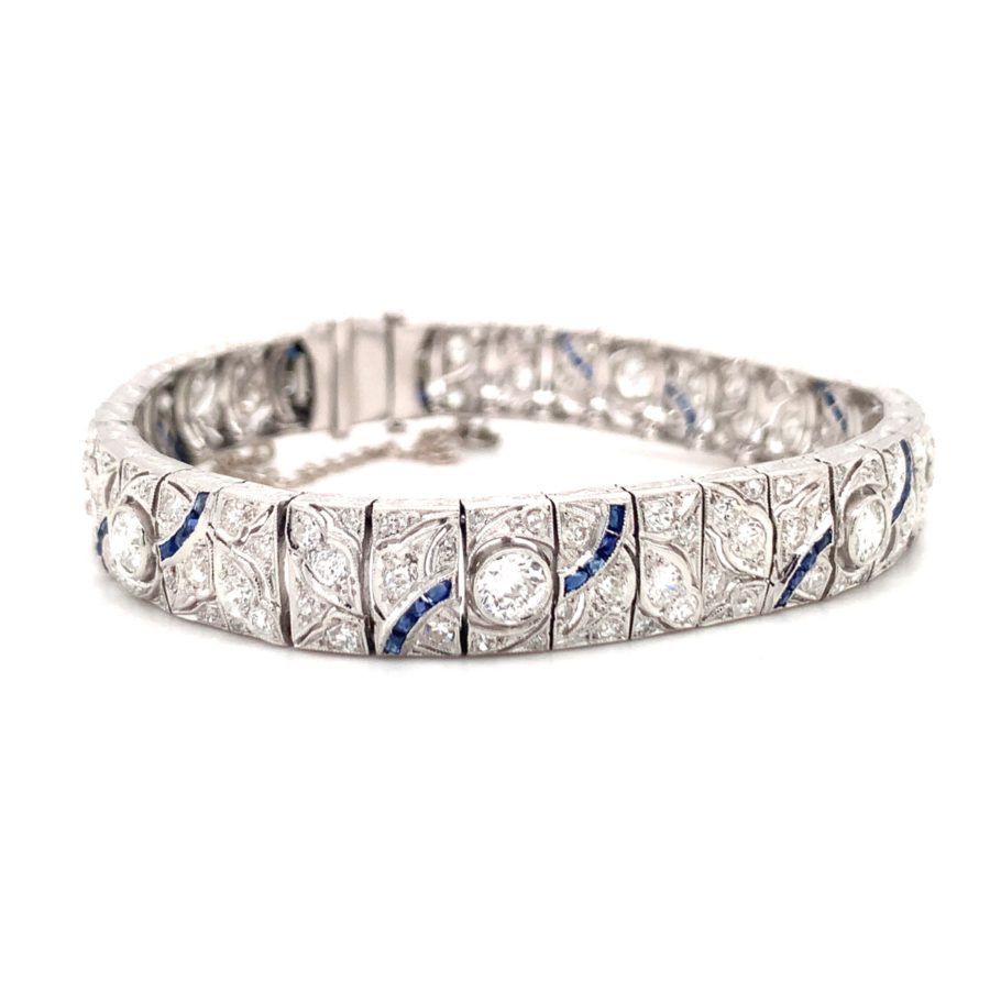 Art Deco, Platinum Diamond and Sapphire Bracelet