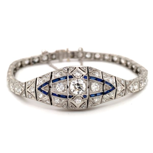 Art Deco, Platinum Diamond and Sapphire Bracelet