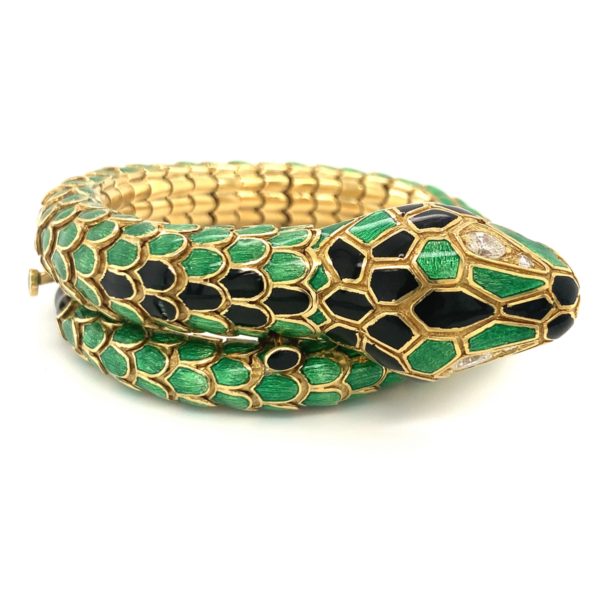 18K-YG ENAMEL SNAKE BRACELET