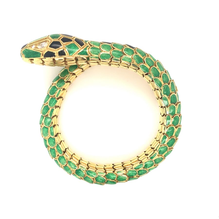 18K-YG ENAMEL SNAKE BRACELET