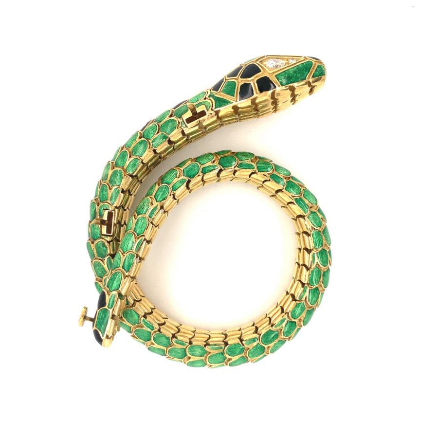 18K-YG ENAMEL SNAKE BRACELET