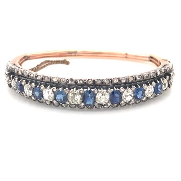 Silver Topped gold, Sapphire and Diamond Bracelet