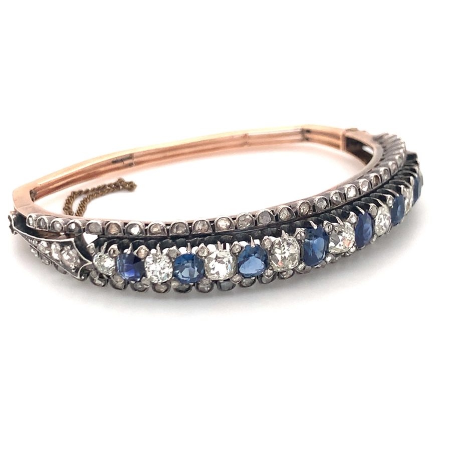 Silver Topped gold, Sapphire and Diamond Bracelet