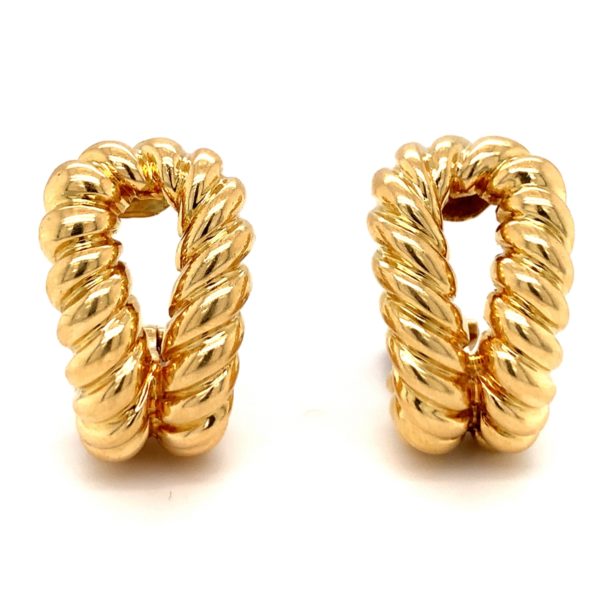 18K-YG RIBBED EARCLIPS