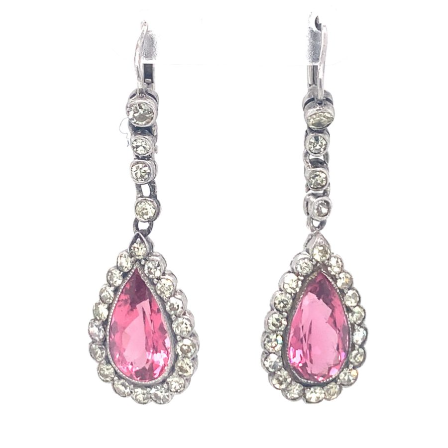 Platinum + 18K-WG Pink Tourmaline Earrings