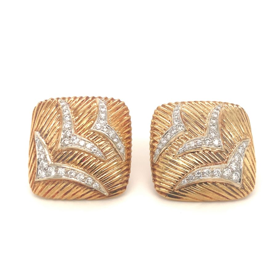 18K YELLOW GOLD DIAMOND EARCLIPS