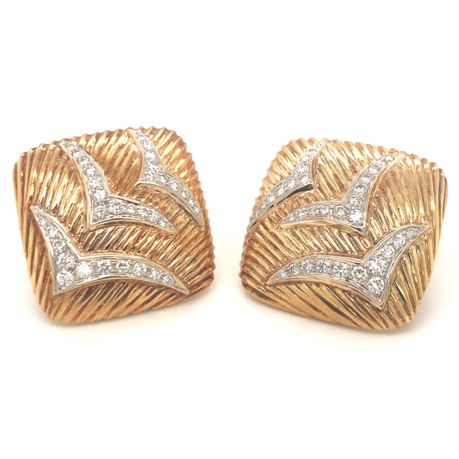 18K YELLOW GOLD DIAMOND EARCLIPS