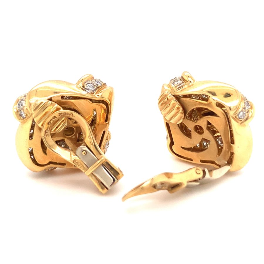 18K-YG DIAMOND KNOT EARCLIPS