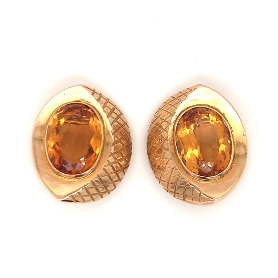 18K-YG CITRINE EARCLIPS