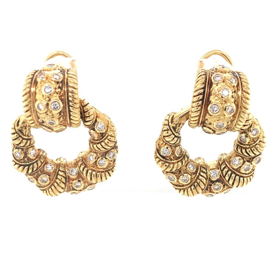 18K-YG DIAMOND DOOR KNOCKER EARRINGS