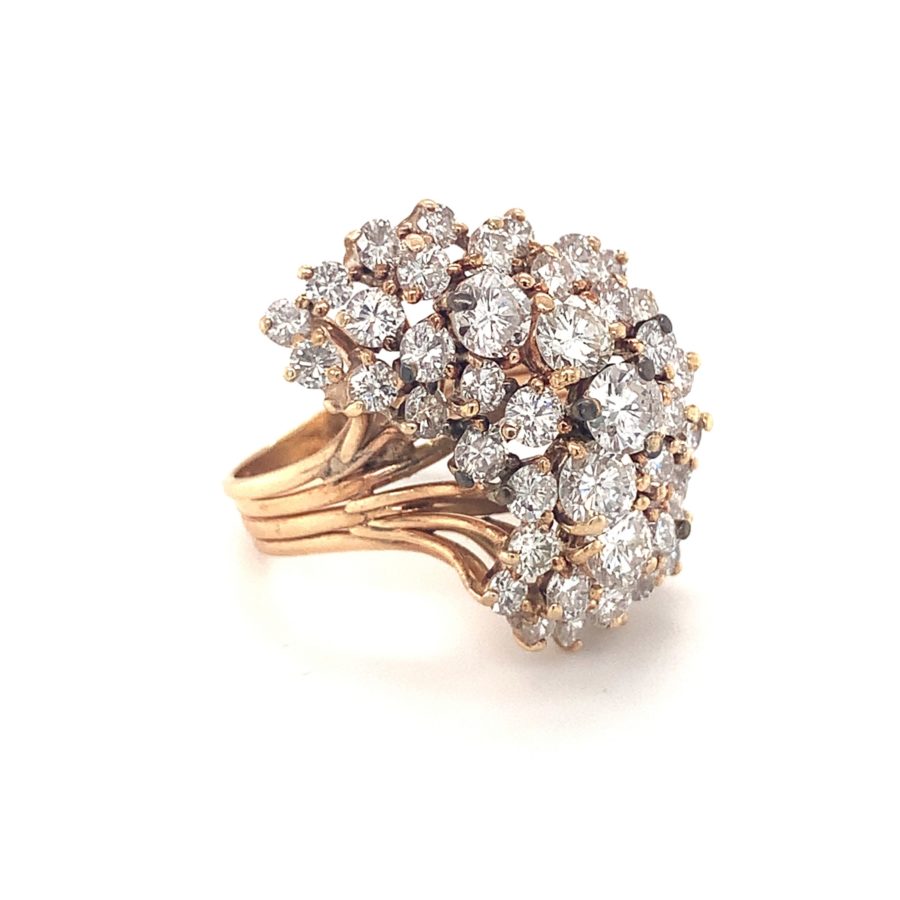 14K YELLOW GOLD DIAMOND CLUSTER RING