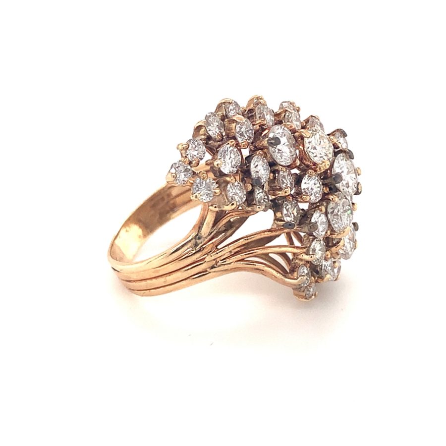 14K YELLOW GOLD DIAMOND CLUSTER RING