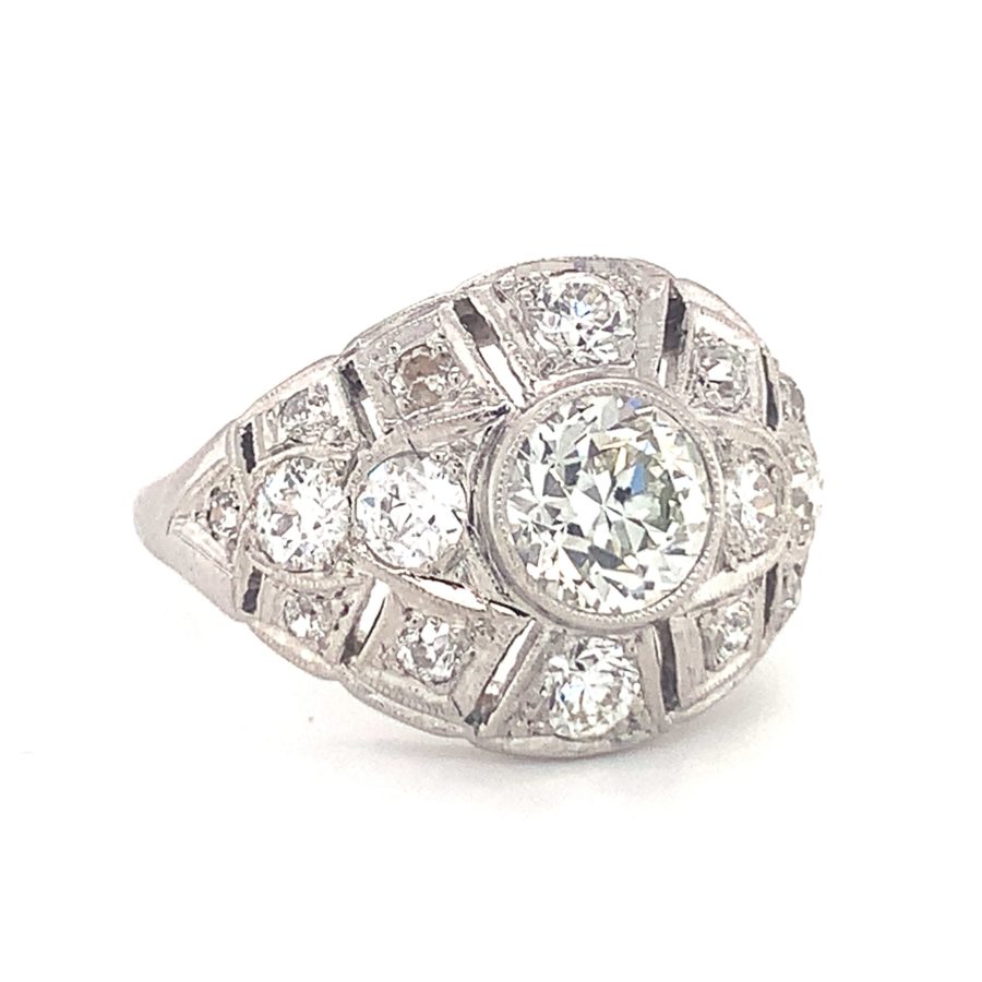 PLATINUM DIAMOND BOMBE RING