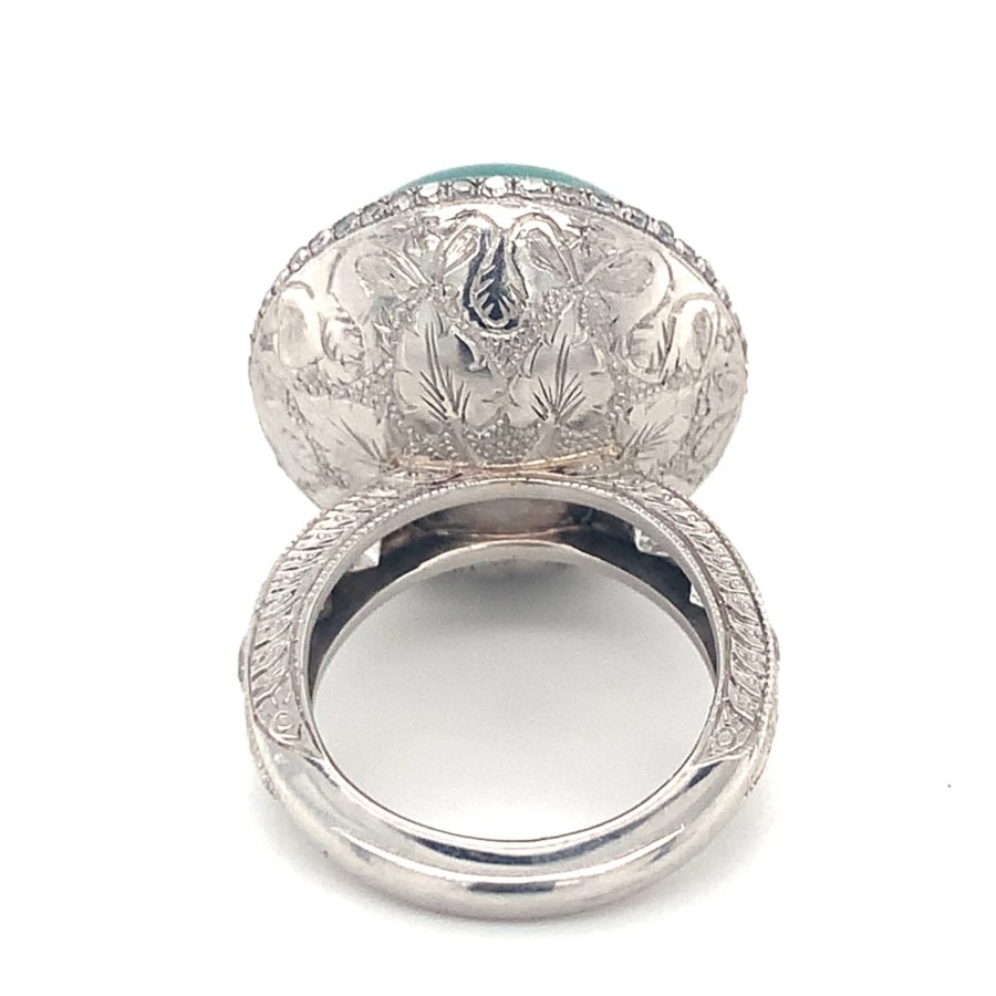 Platinum, Emerald and Diamond Ring