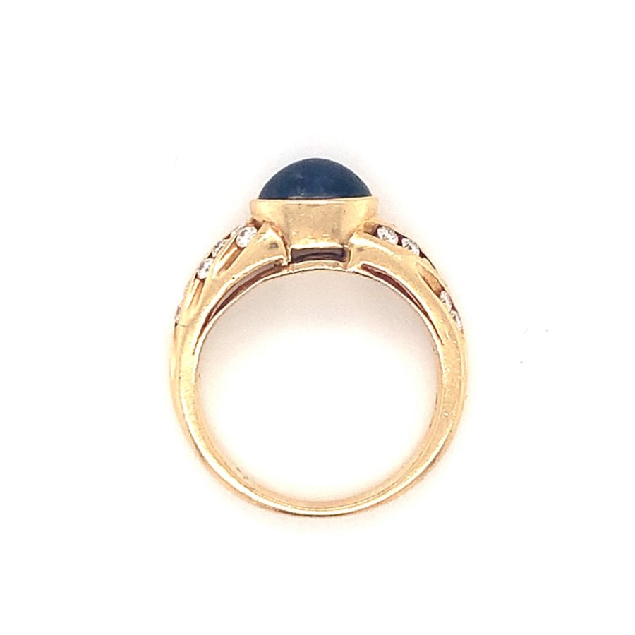 14K YELLOW GOLD SAPPHIRE AND DIAMOND RING