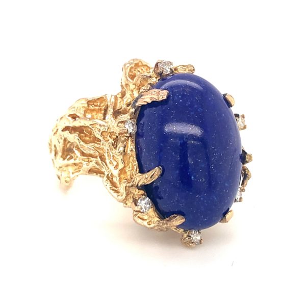 14K-YG LAPIS LAZULI AND DIAMOND RING