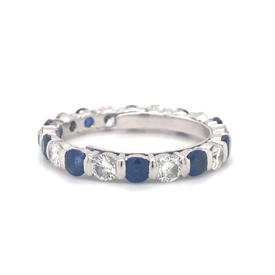 18K WHITE GOLD DIAMOND AND SAPPHIRE ETERNITY BAND