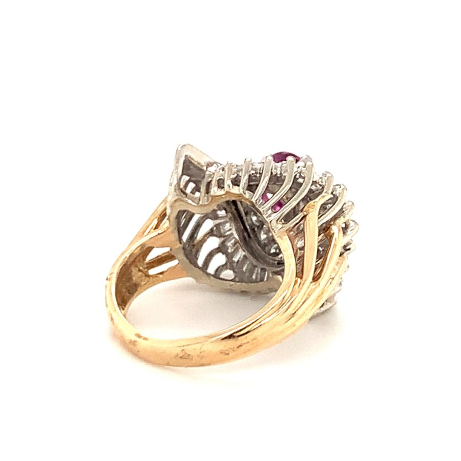 14K-YG+WG RUBY AND DIAMOND RING