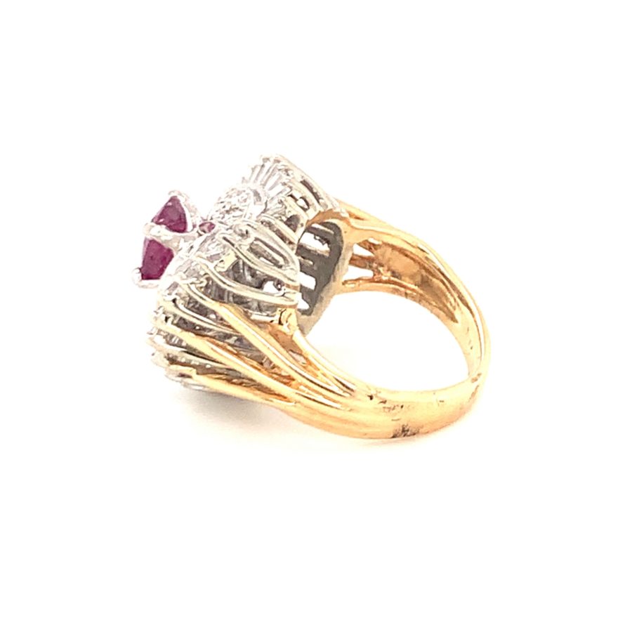 14K-YG+WG RUBY AND DIAMOND RING