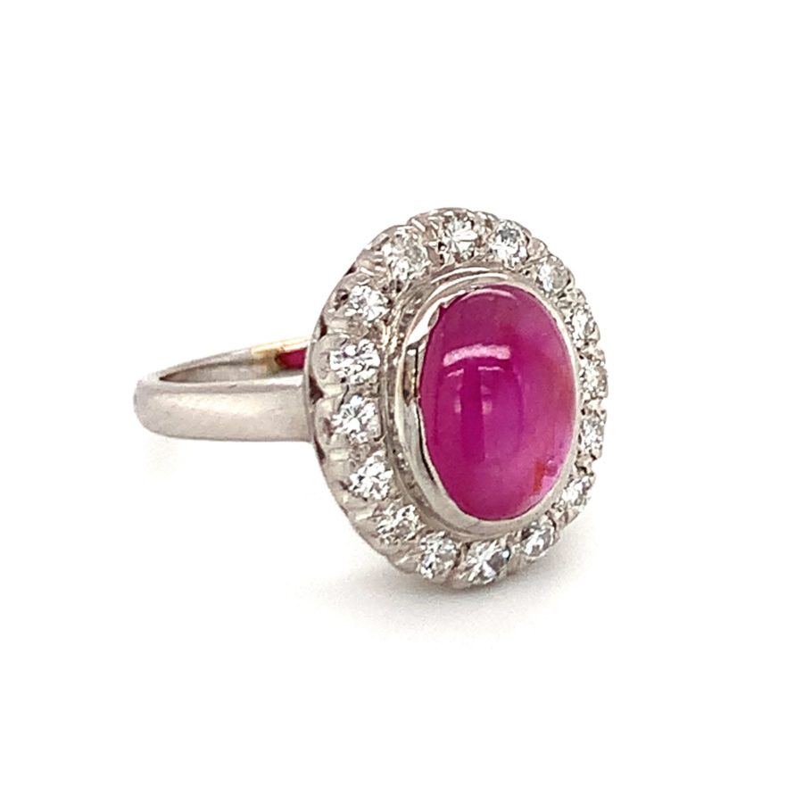 Palladium Star Ruby and Diamond Ring