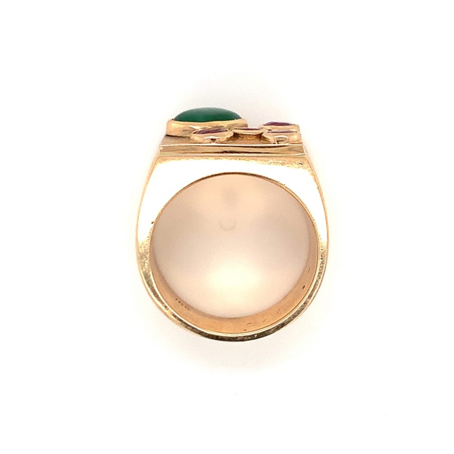 18K Yellow Gold, Jade and Ruby Ring