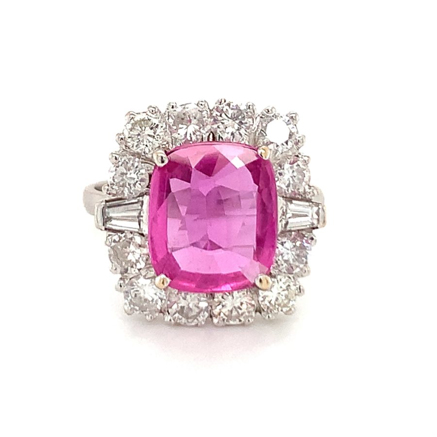 18K-WG PINK SAPPHIRE AND DIAMOND RING