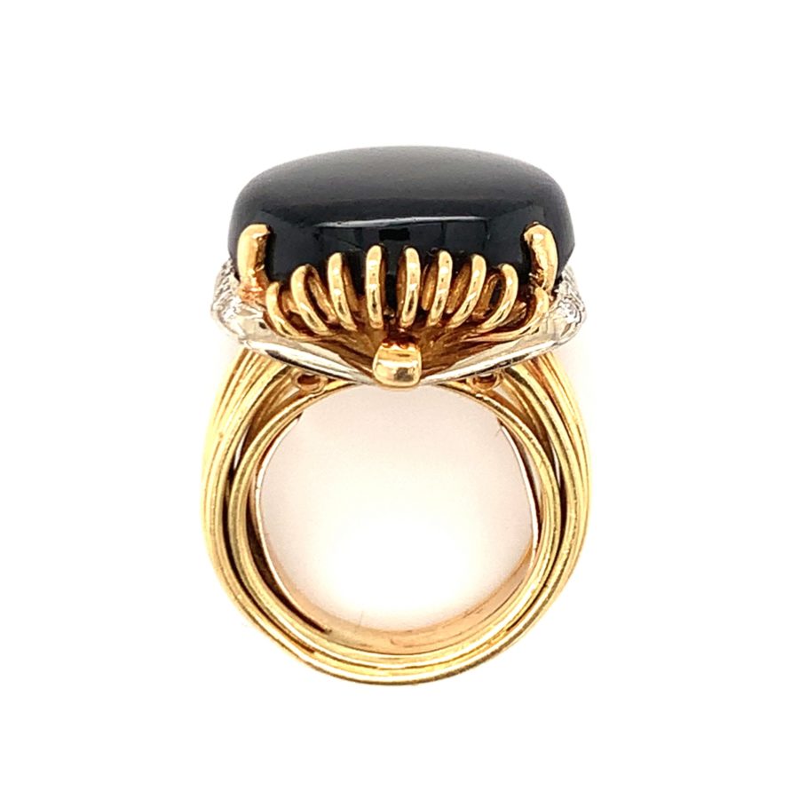 18K-YG+RG BLACK STAR SAPPHIRE AND DIAMOND RING