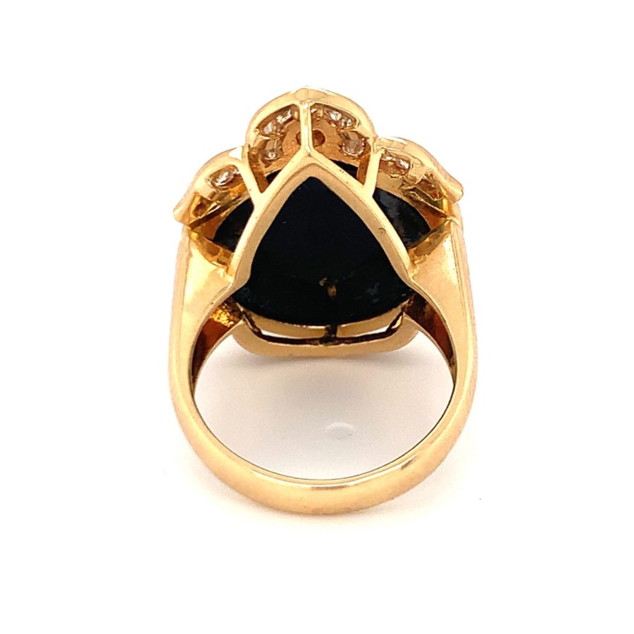 18K Yellow Gold Black Onyx and Diamond Ring