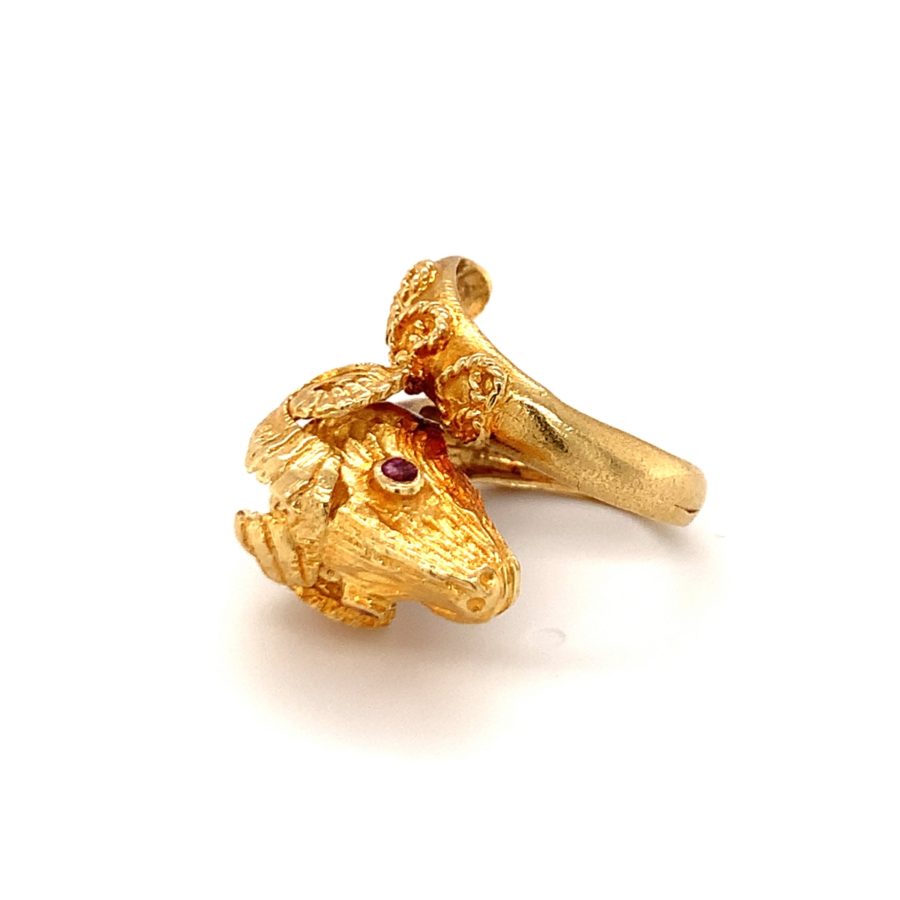 18K-YG Ram's Head Ring by Zolotas