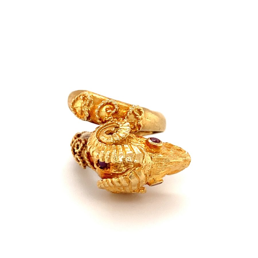 18K-YG Ram's Head Ring by Zolotas