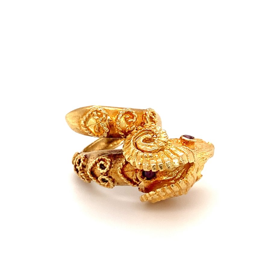 18K-YG Ram's Head Ring by Zolotas