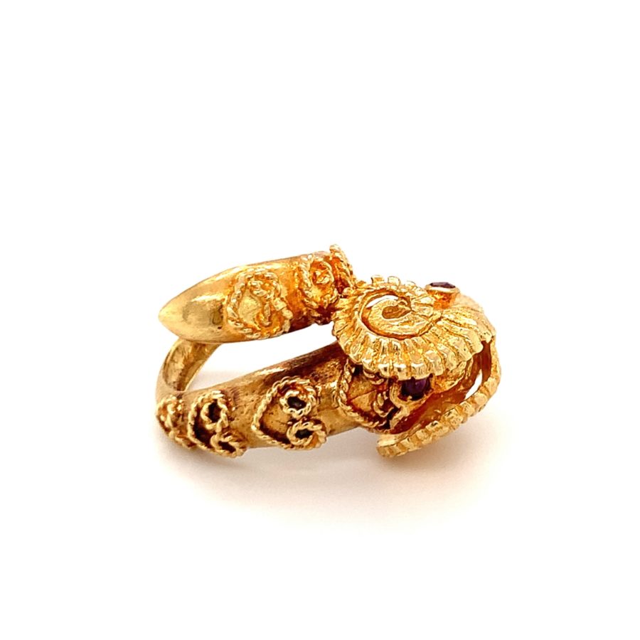 18K-YG Ram's Head Ring by Zolotas