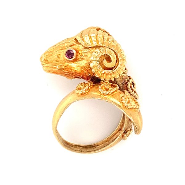 18K-YG Ram's Head Ring by Zolotas