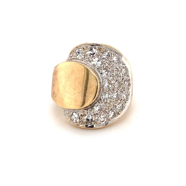 Retro, 14K Yellow Gold and White Gold Diamond Ring