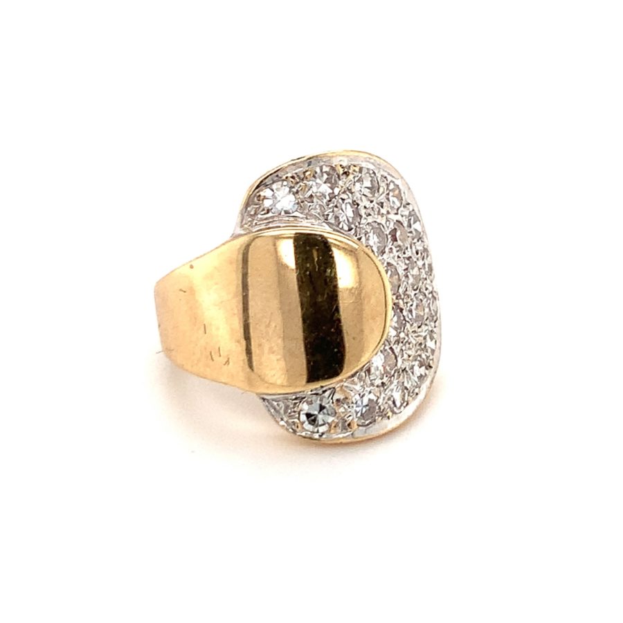 Retro, 14K Yellow Gold and White Gold Diamond Ring