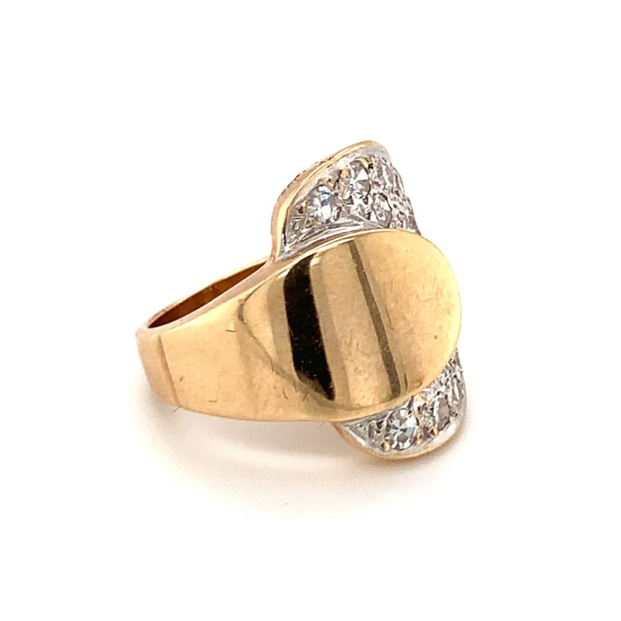 Retro, 14K Yellow Gold and White Gold Diamond Ring